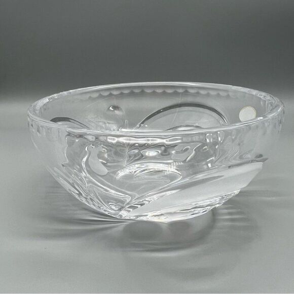 Rogaska Full Lead Crystal Frosted Swirl Bowl Candy Dish 5.5” Yugoslavia - Picture 5 of 9